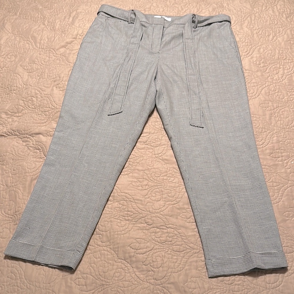 LOFT Devin Slim Tie Waist Pants in Houndstooth pattern Size 14